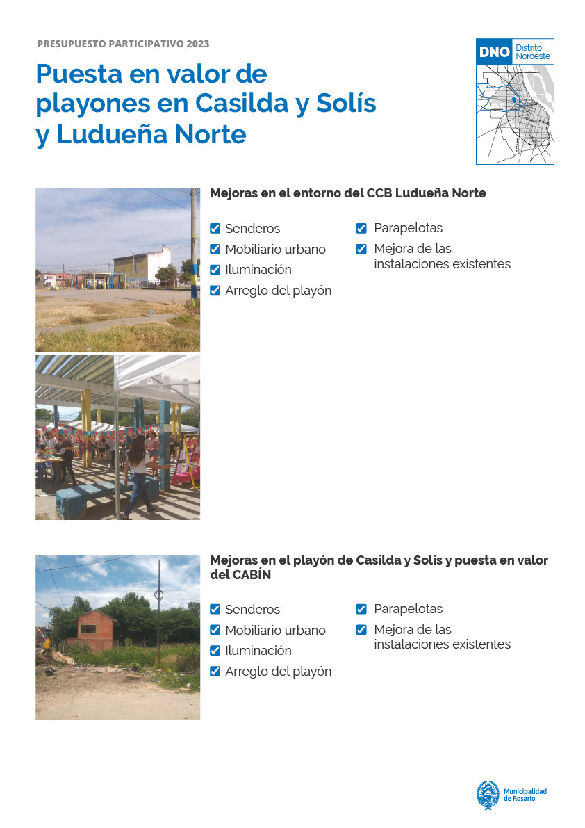 Puesta en valor playones de Casilda y Solís y CCB Ludueña Norte - Distrito Noroeste