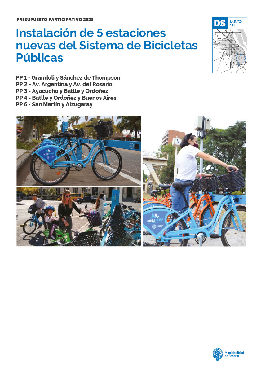 Instalación de cinco nuevas estaciones del Sistema de Bicicletas Públicas. - Distrito Sur