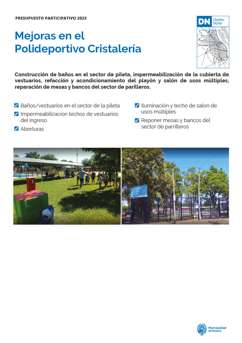 Mejoras en Polideportivo Cristalería - Distrito Norte