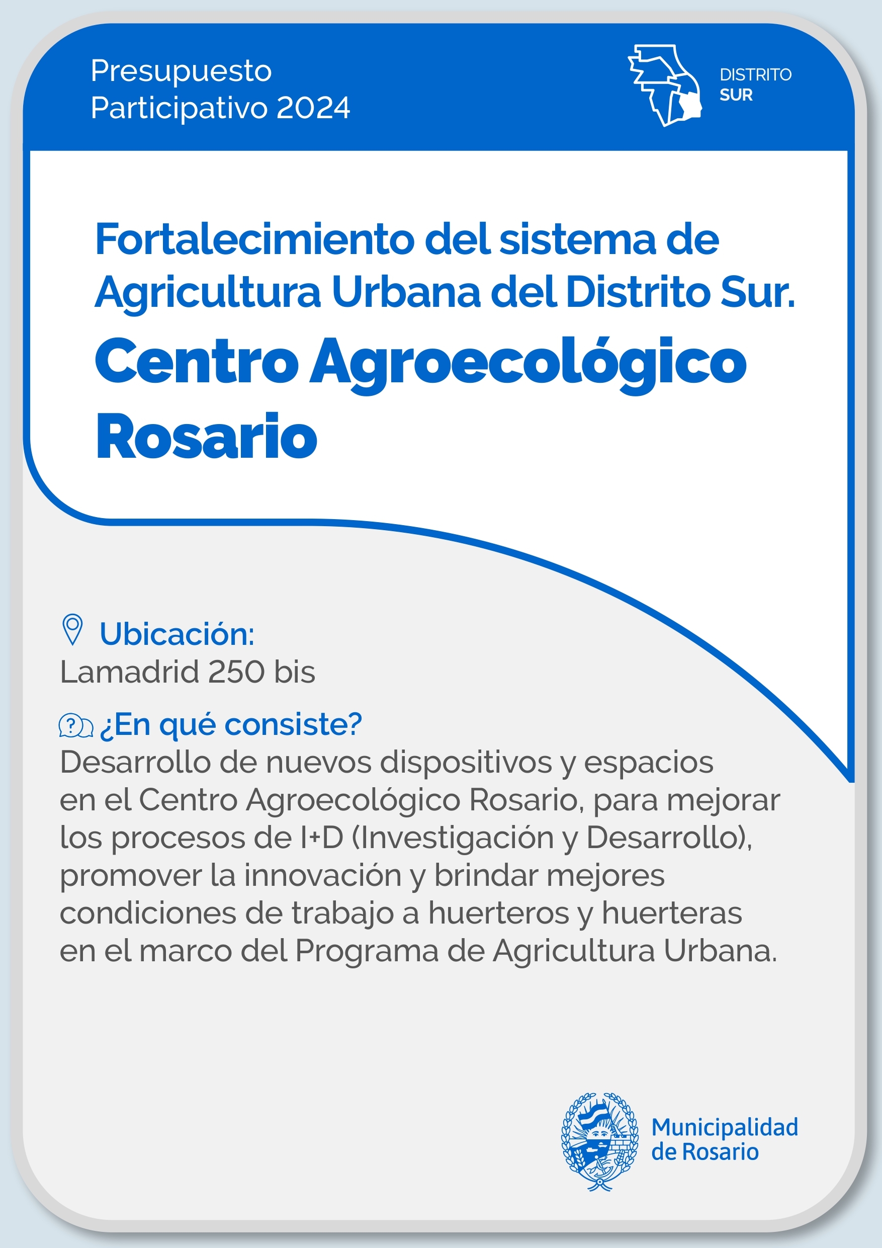 Fortalecimiento del sistema de Agricultura Urbana. Centro Agroecológico Rosario  - Distrito Sur