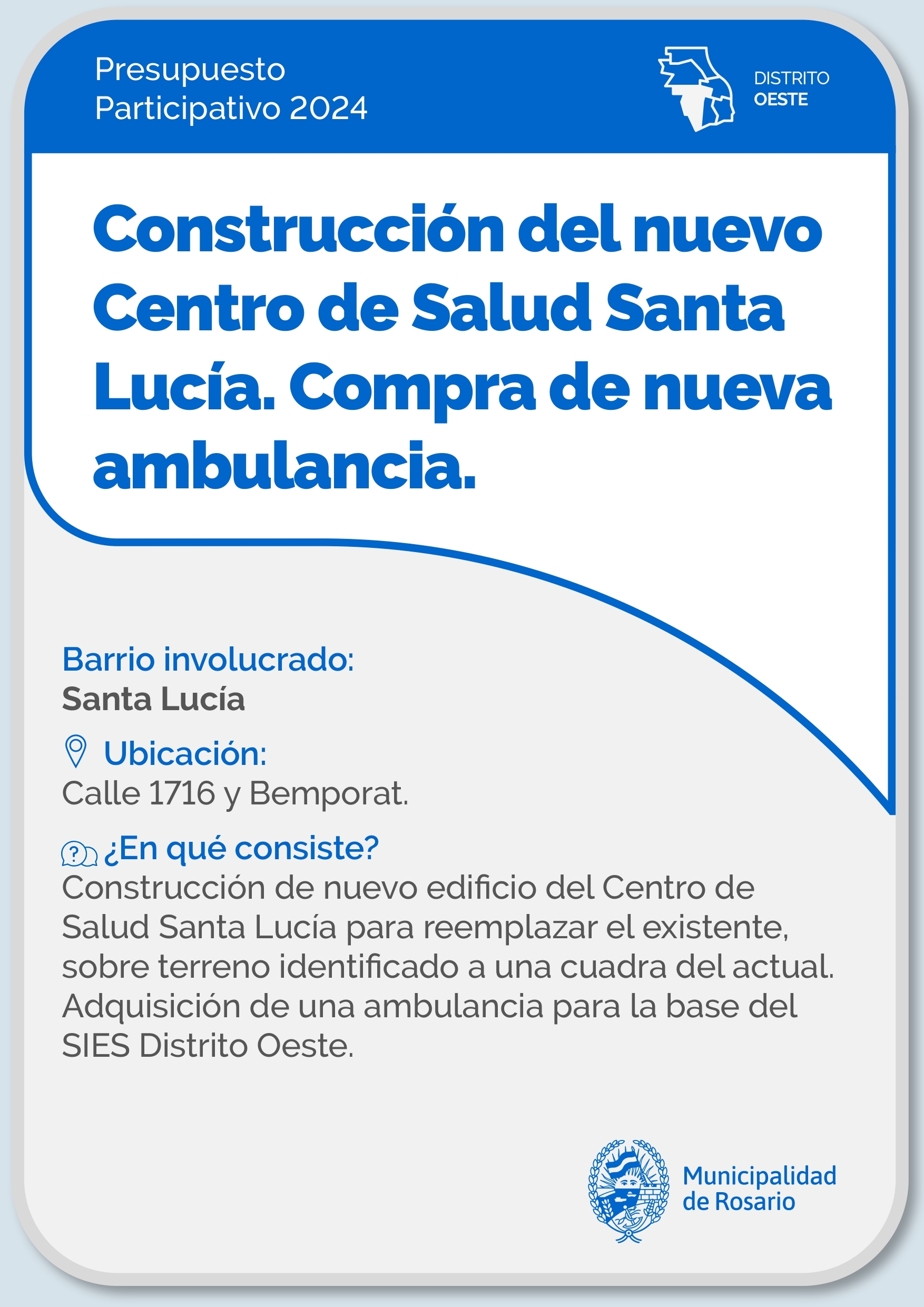 Construcción del nuevo Centro de Salud Santa Lucía - Distrito Oeste