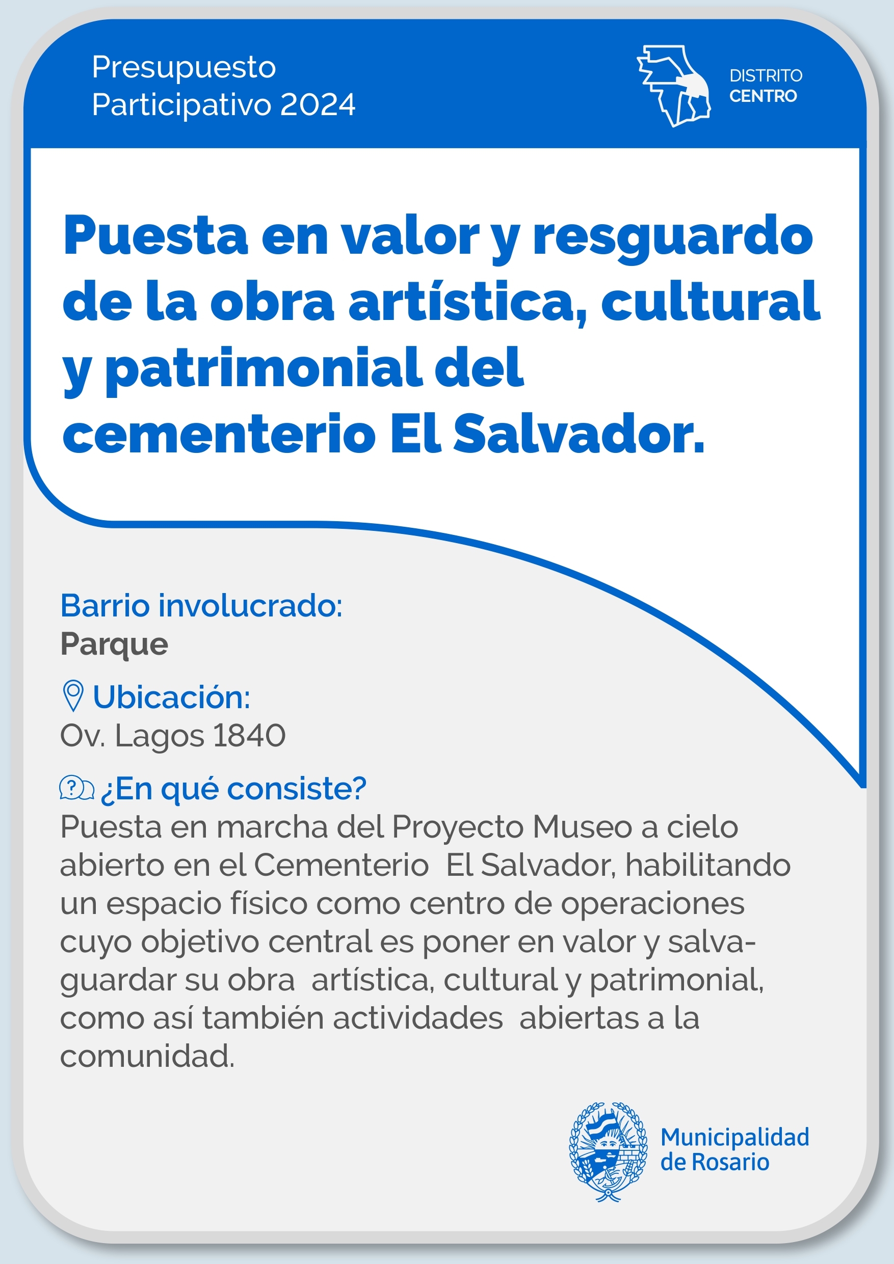 Puesta en valor y resguardo de la obra artística, cultural y patrimonial del cementerio El Salvador - Distrito Centro